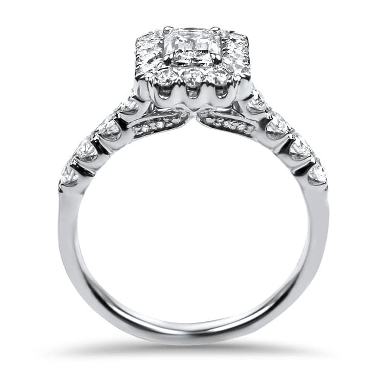 Christopher Designs 14K White Gold Crisscut Emerald Cut .69ct Halo Engagement Ring - Image 3