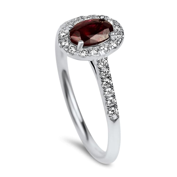 14k White Gold Oval Ruby & Diamond Ring - Image 2