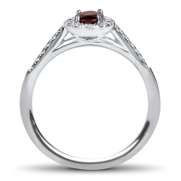 14k White Gold Oval Ruby & Diamond Ring - Image 3