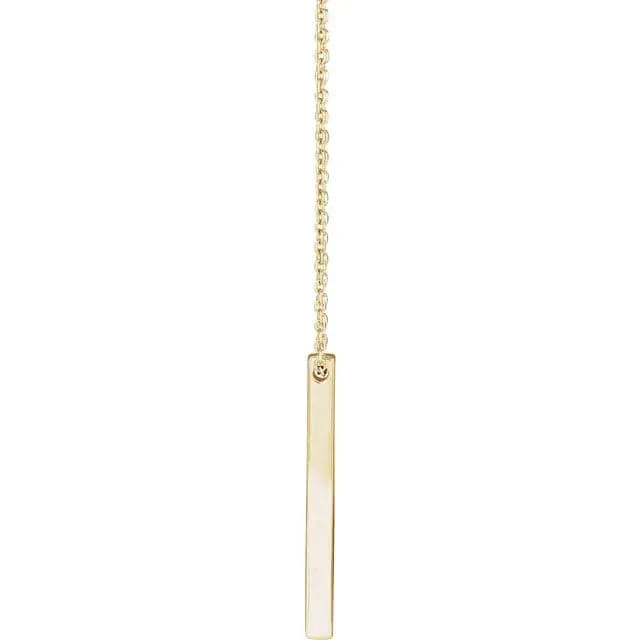 Springer's Forever Signature Yellow Gold Engravable Vertical Bar Pendant and Chain - Image 3