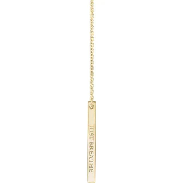 Springer's Forever Signature Yellow Gold Engravable Vertical Bar Pendant and Chain - Image 4