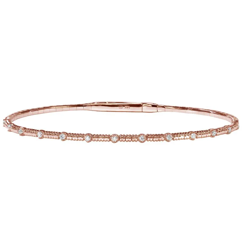 Christopher Designs 14K Rose Gold Flexible Diamond Bangle Bracelet