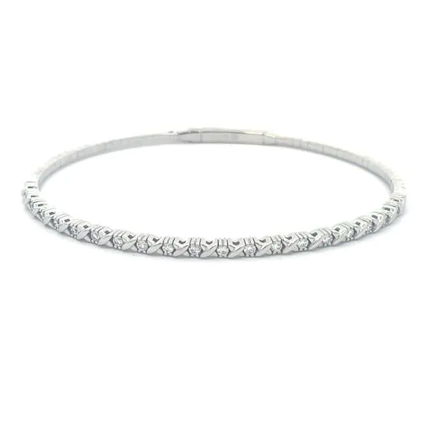 Christopher Designs 14k White Gold Memory Cuff Diamond Bracelet