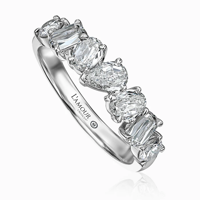 Christopher Designs 14k White Gold L’Amour Crisscut Mixed Diamond Band