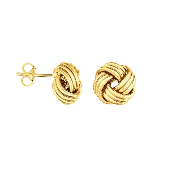 Springer's Forever Signature Medium Multi-Row Love Knot Stud Earring - Yellow Gold