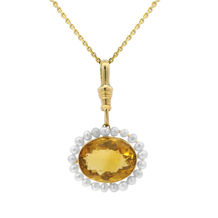 1870 Collection 14K Yellow Gold Citrine & Seed Pearl Pendant