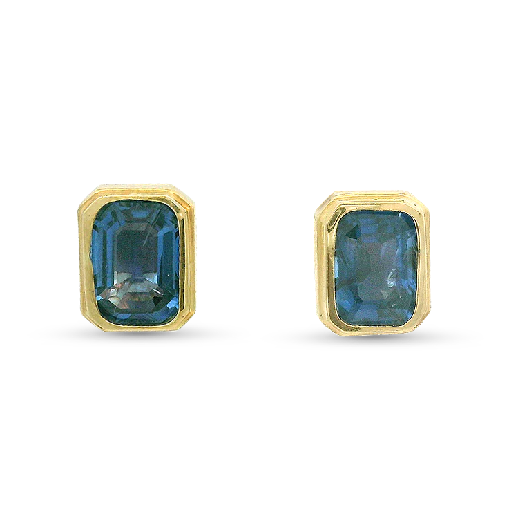 1870 Collection 14k Yellow Gold Sapphire Stud Earrings - Image 2
