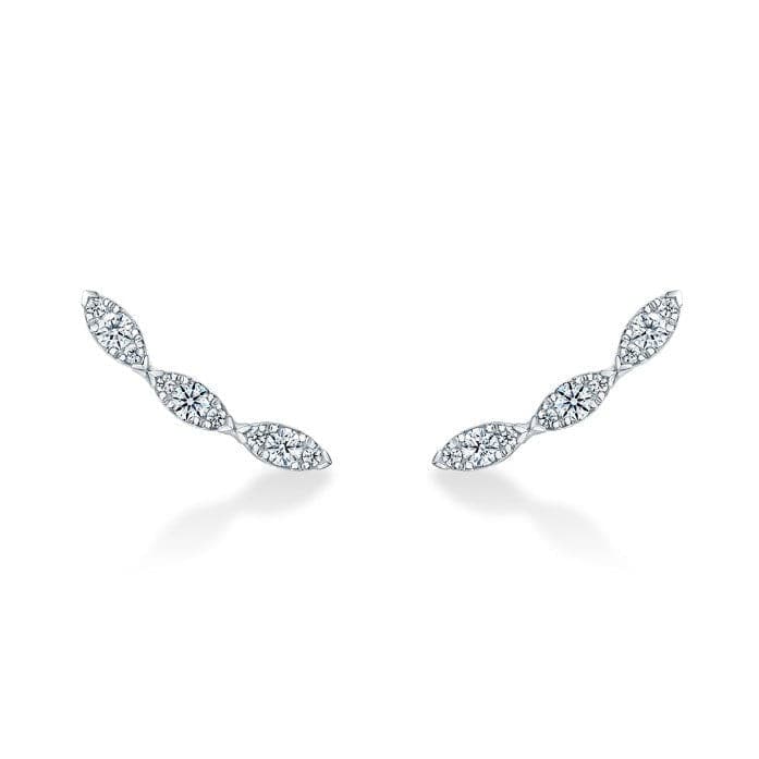 Hearts On Fire 18k White Gold Aerial Marquis Diamond Ear Climber Earrings