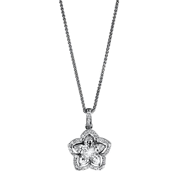 Christopher Designs 18k White Gold and Diamond Star Motif Pendant - Image 2