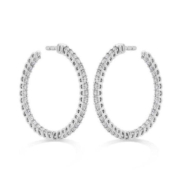 Hearts On Fire 18k White Gold Signature Round Inside/Out Diamond Hoop - Small