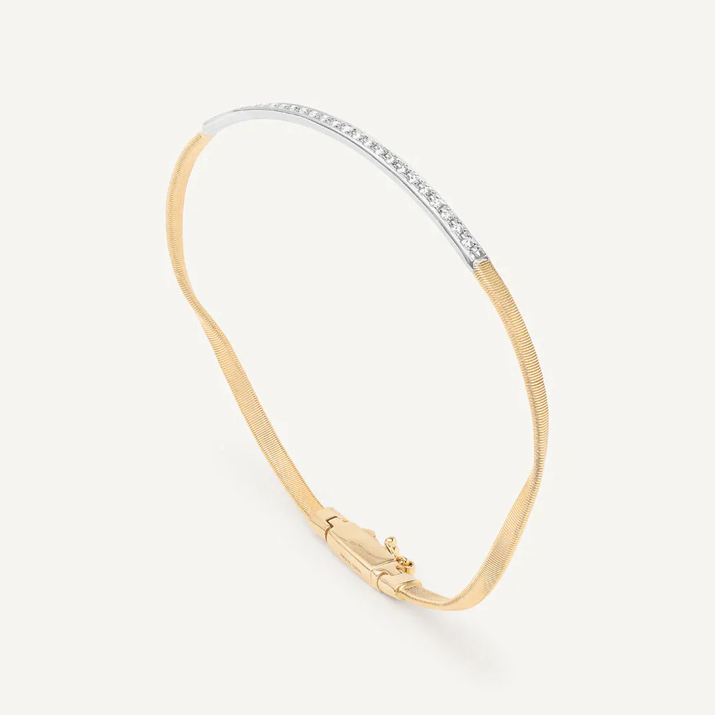 Marco Bicego Marrakech 18k Yellow and White Gold Diamond Bangle Bracelet