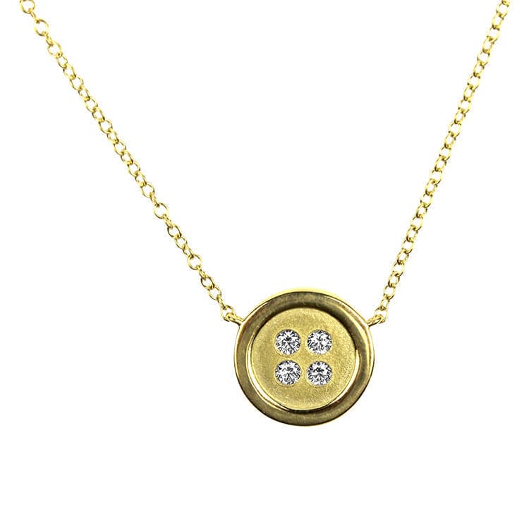 18k Yellow Gold Suna Bros Diamond Button Necklace