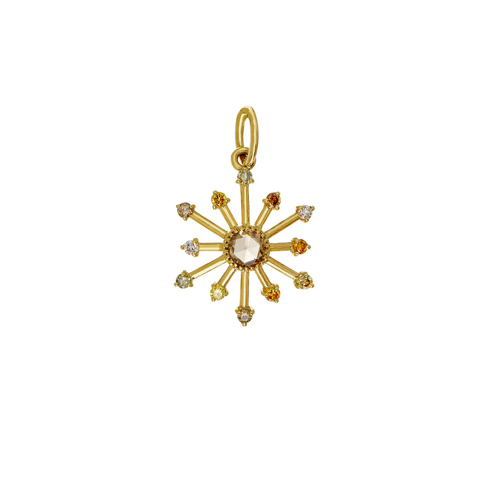 Sethi Couture Leena 18k Yellow Gold Multi-Color Diamond Starburst Pendant