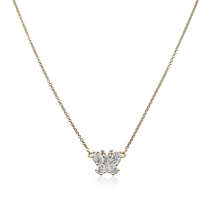Christopher Designs L’Amour Crisscut 18k Yellow Gold Diamond Butterfly Necklace - Image 2