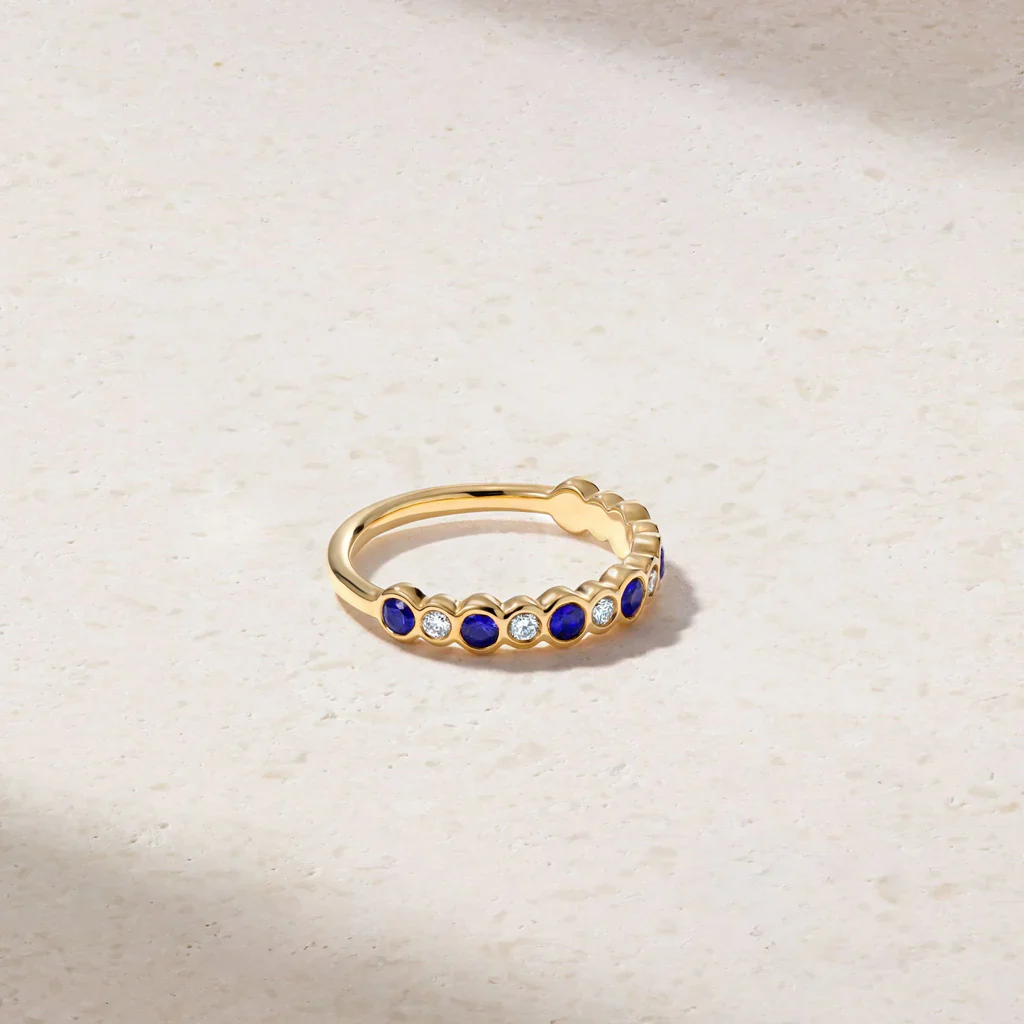 Mark Henry 18k Yellow Gold Bubbly Sapphire and Diamond Ring