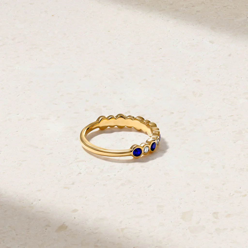 Mark Henry 18k Yellow Gold Bubbly Sapphire and Diamond Ring - Image 3