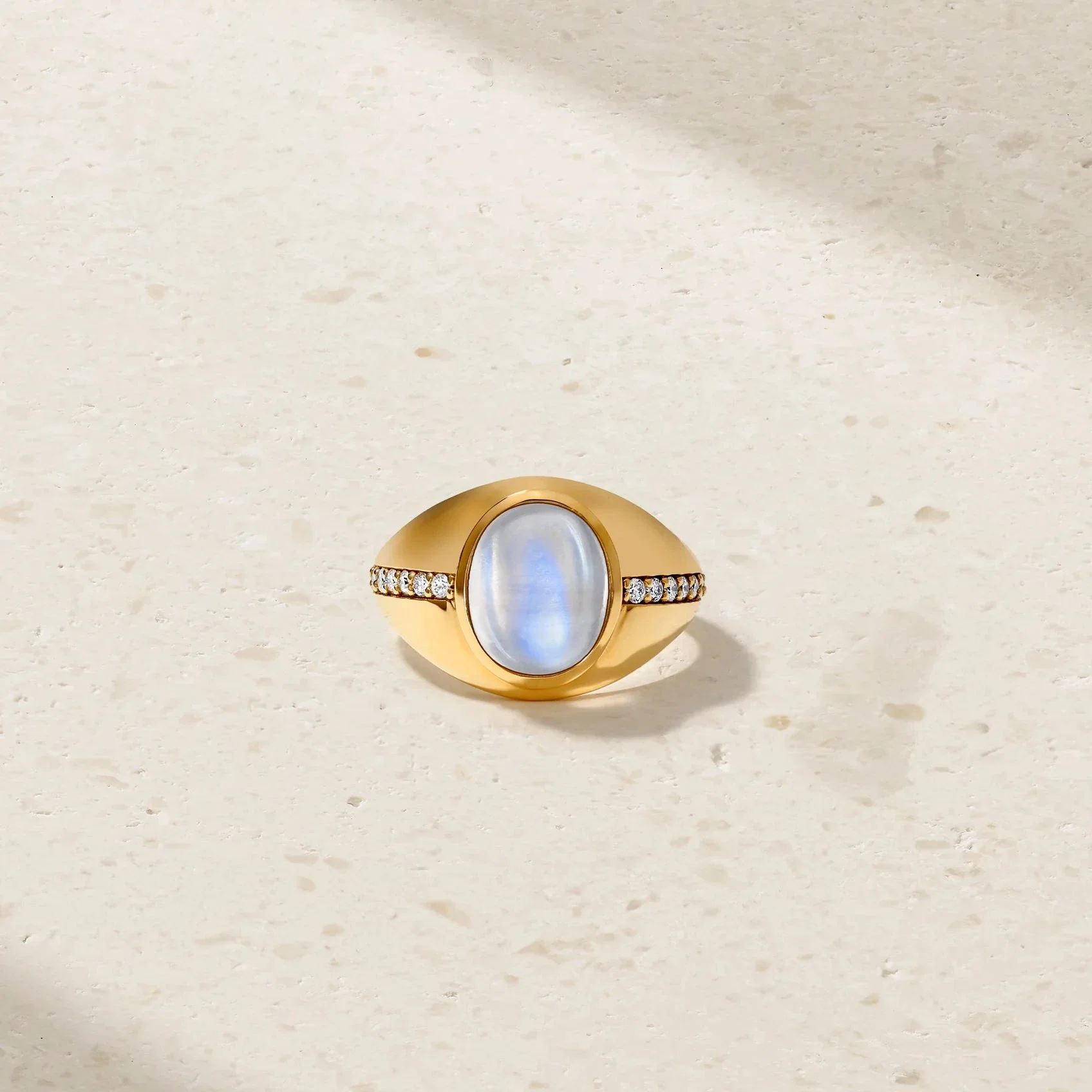 Mark Henry 18k Yellow Gold Diamond and Moonstone Ring