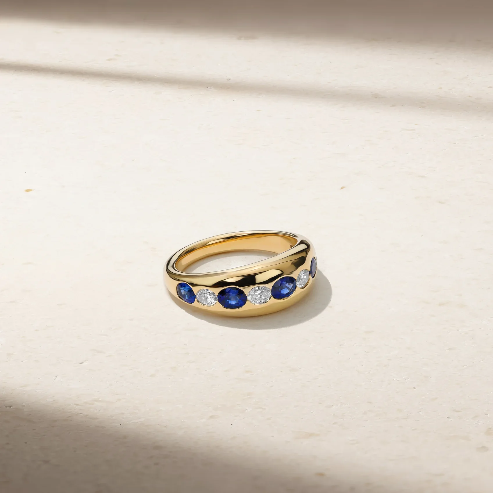 Mark Henry Petite 18k Yellow Gold  Oval Sapphire and Diamond Ring