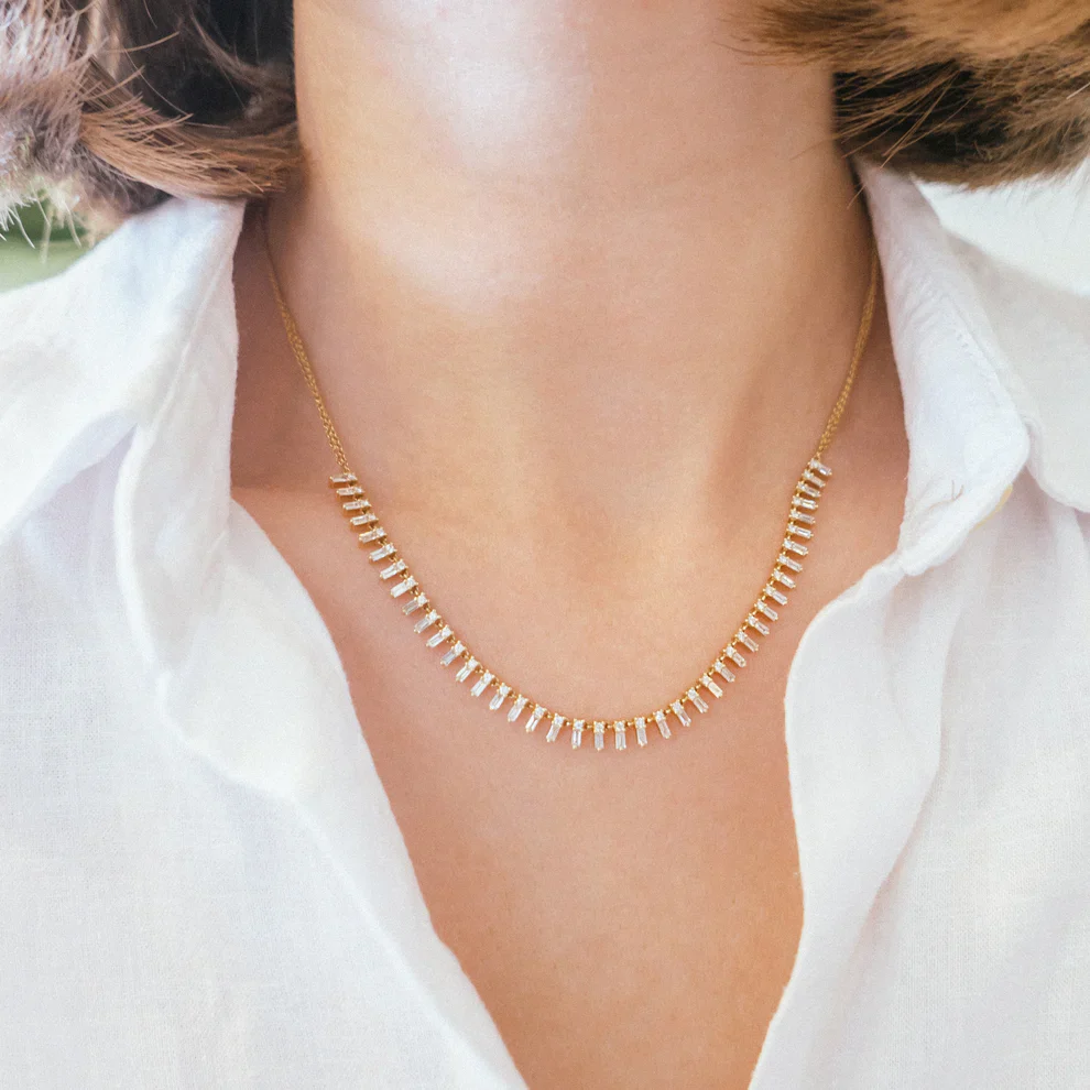 Sethi Couture Zeena 18k Yellow Gold Fringe Diamond Necklace - Image 2