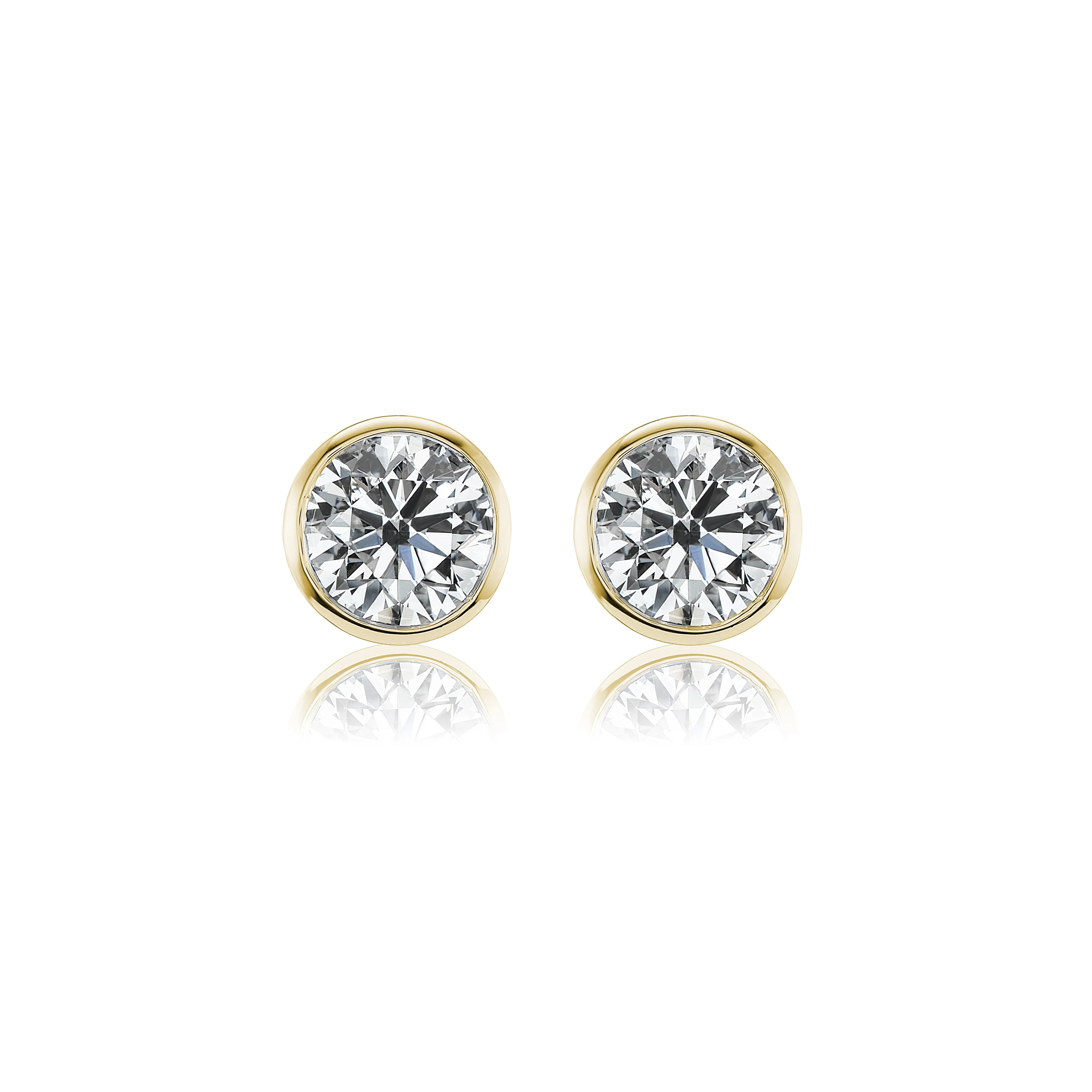 2.01ctw David Weisz Premier Bezel Martini Diamond Stud Earrings - Yellow Gold