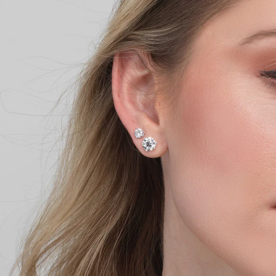 2.01ctw David Weisz Premier Three-Prong Martini Diamond Stud Earrings - White Gold - Image 2