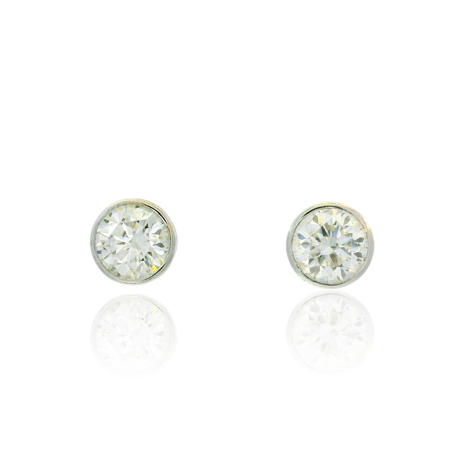 2.08ctw 1870 Collection 14K White Gold Diamond Bezel Studs