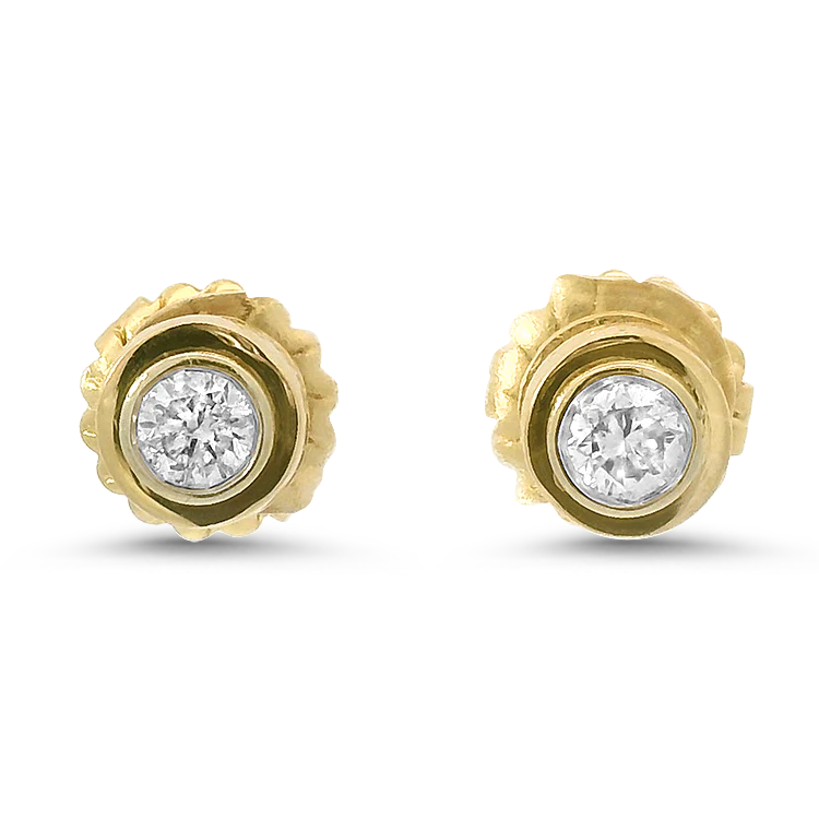 .50ctw Estate Bezel-Set Diamond Stud Earrings - Yellow Gold