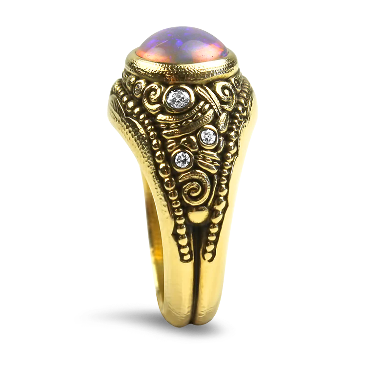 Alex Sepkus 18k Yellow Gold Crystal Opal and Diamond Ring - Image 3