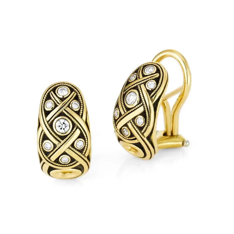 Alex Sepkus 18k Yellow Gold Vine Diamond Earrings