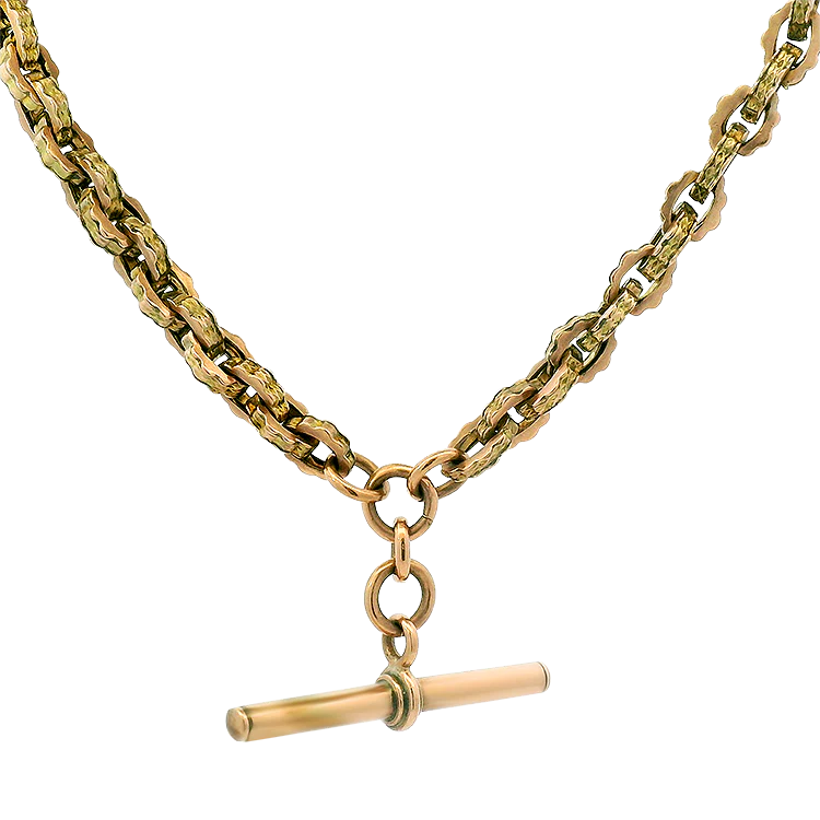 Antique 9k Yellow Gold Scalloped Link Chain - 16"