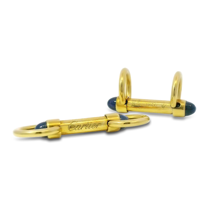 Cartier Estate 18K Yellow Gold Sapphire Stirrup Cufflinks