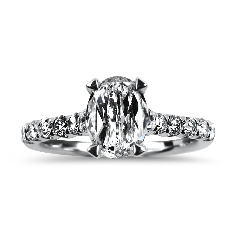 Christopher Designs 14k White Gold Crisscut L'Amour Oval Diamond Solitaire Engagement Ring - 1.01ct