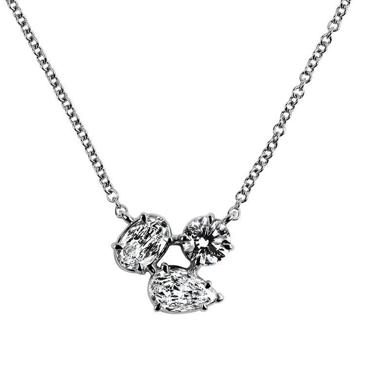 Christopher Designs 14k White Gold Diamond Cluster Necklace