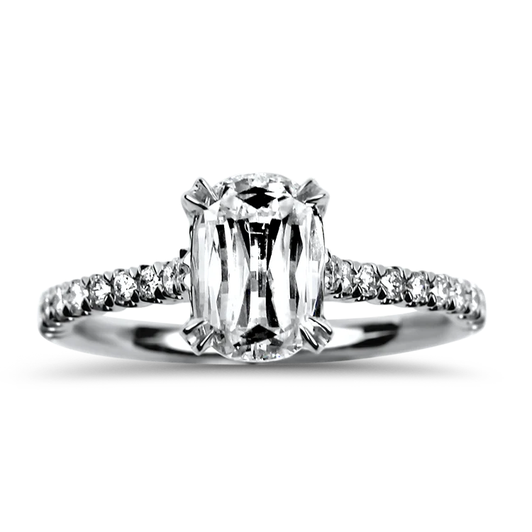 Christopher Designs 14k White Gold L'Amour Crisscut Oval 1ct Diamond Engagement Ring with Side Stones