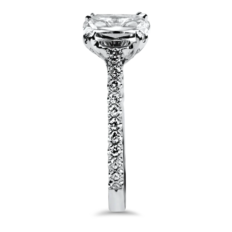 Christopher Designs 14k White Gold L'Amour Crisscut Oval 1ct Diamond Engagement Ring with Side Stones - Image 2