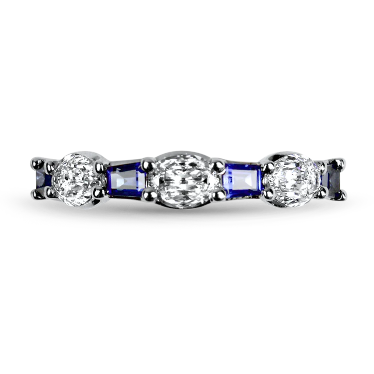 Christopher Designs 14k White Gold L'Amour Crisscut Oval and Tapered Baguette Sapphire Band (Copy)