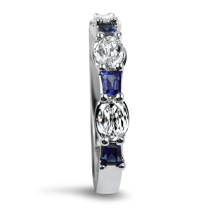 Christopher Designs 14k White Gold L'Amour Crisscut Oval and Tapered Baguette Sapphire Band (Copy) - Image 2