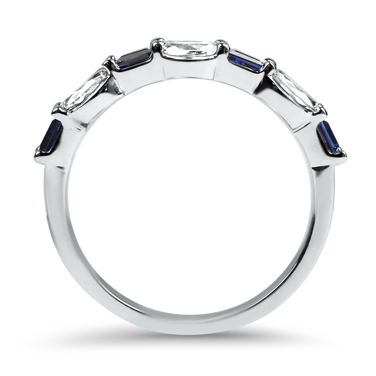 Christopher Designs 14k White Gold L'Amour Crisscut Oval and Tapered Baguette Sapphire Band (Copy) - Image 3