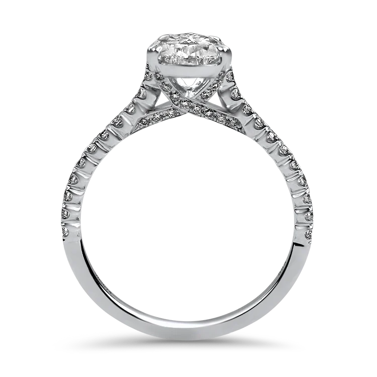 Christopher Designs 14K White Gold L'Amour Pear .90ct Solitaire Diamond Engagement Ring with Diamond Band - Image 3