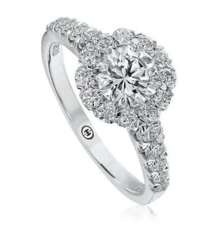 Christopher Designs 18K White Gold Crisscut Round .72ct Halo Engagement Ring