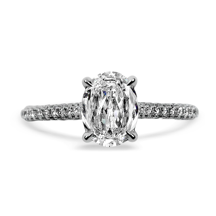 Christopher Designs 18k White Gold L'Amour Crisscut Oval Diamond Engagement Ring - 1.08ct