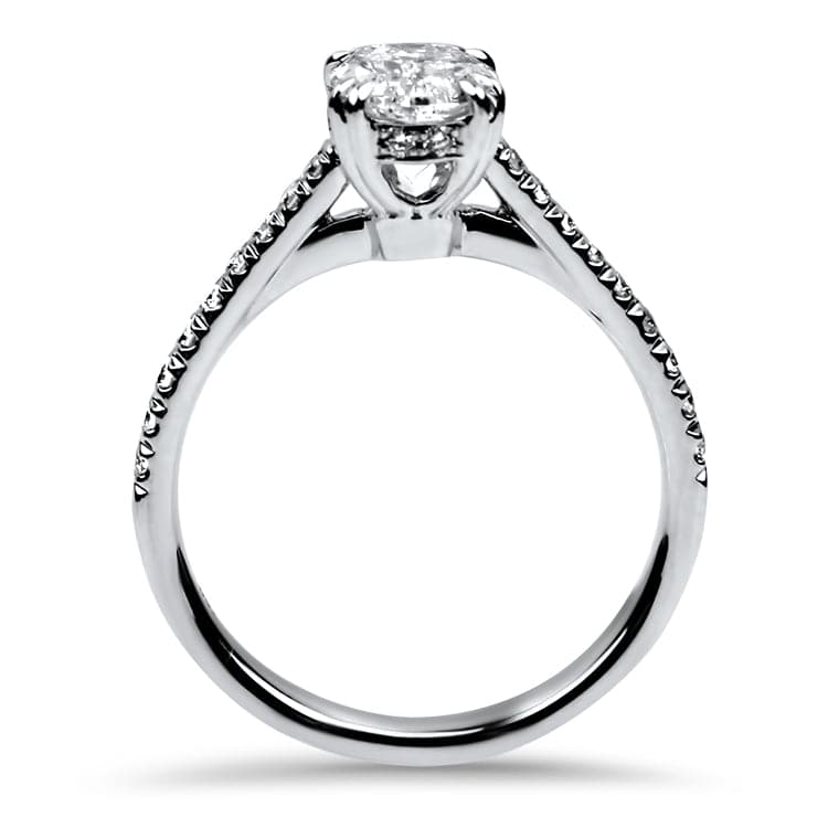 Christopher Designs 18K White Gold L'Amour Oval .90ct Solitaire Diamond Engagement Ring with Diamond Band - Image 3