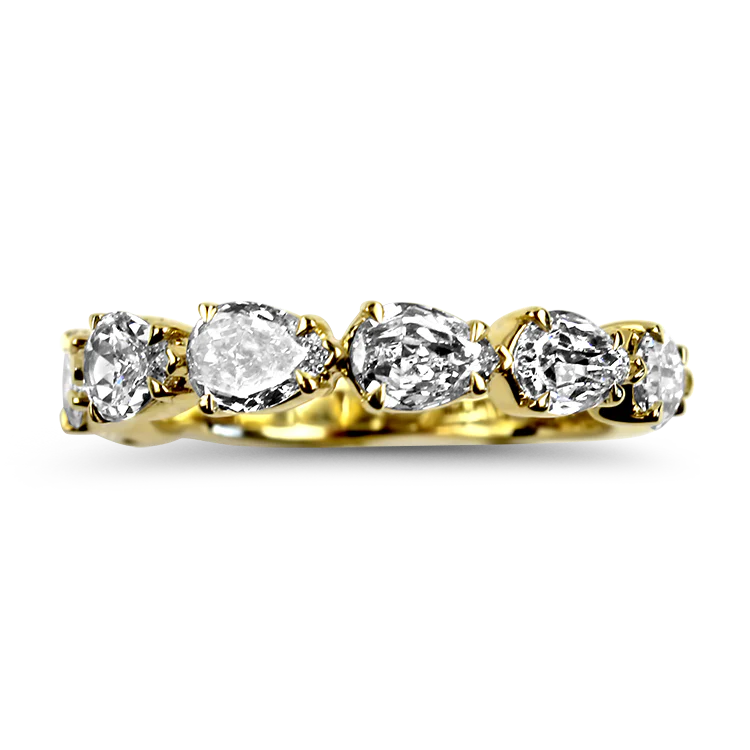 Christopher Designs 18k Yellow Gold L'Amour Pear Cut Diamond Band