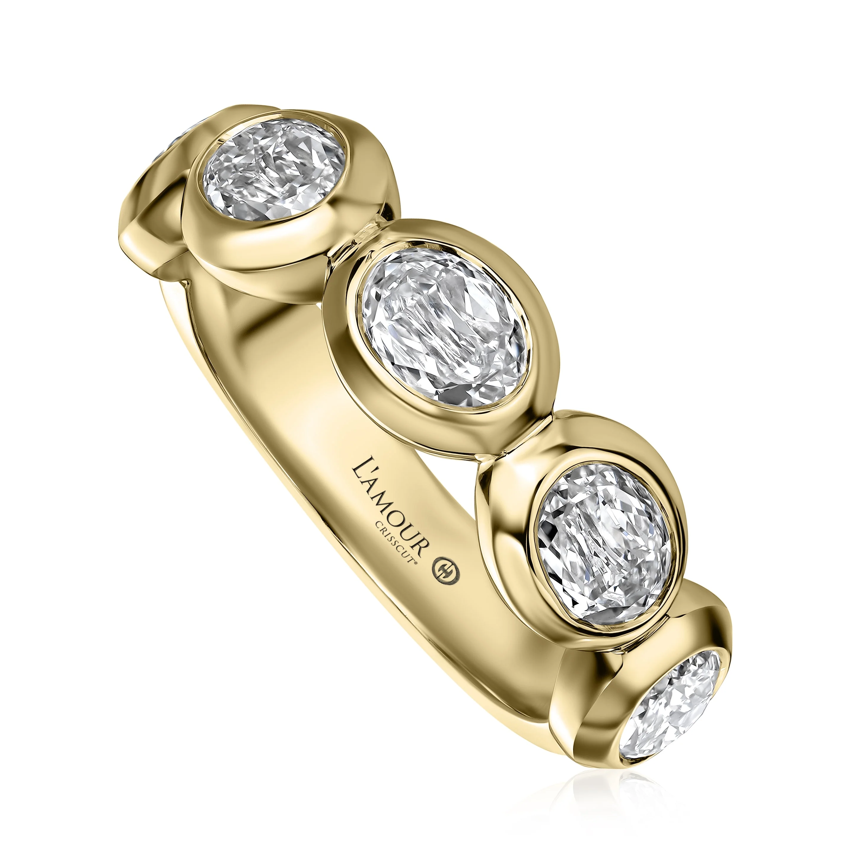 Christopher Designs 18k Yellow Gold Oval Crisscut L'Amour Diamond Wedding Band