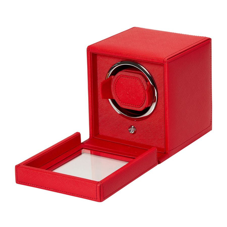 WOLF Cub Single Watch Winder with Cover in Tuttie Frutti Red - Image 3