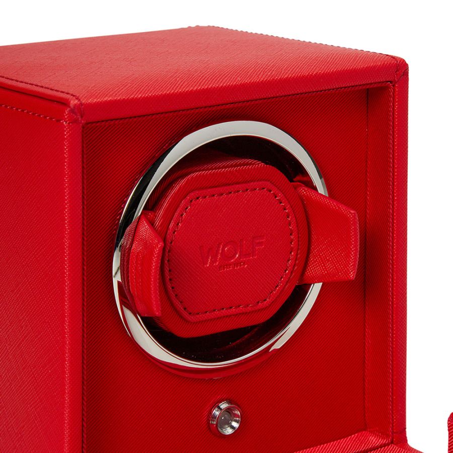 WOLF Cub Single Watch Winder with Cover in Tuttie Frutti Red - Image 4
