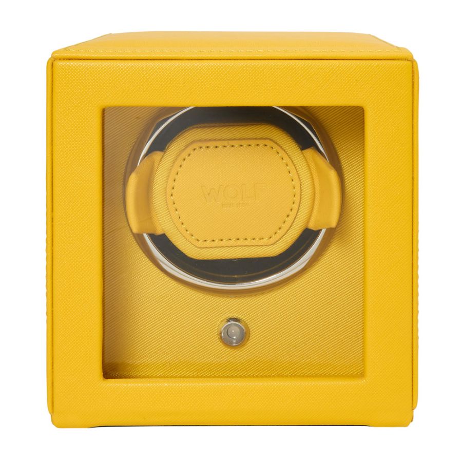 WOLF Cub Single Watch Winder with Cover in Tuttie Frutti Yellow