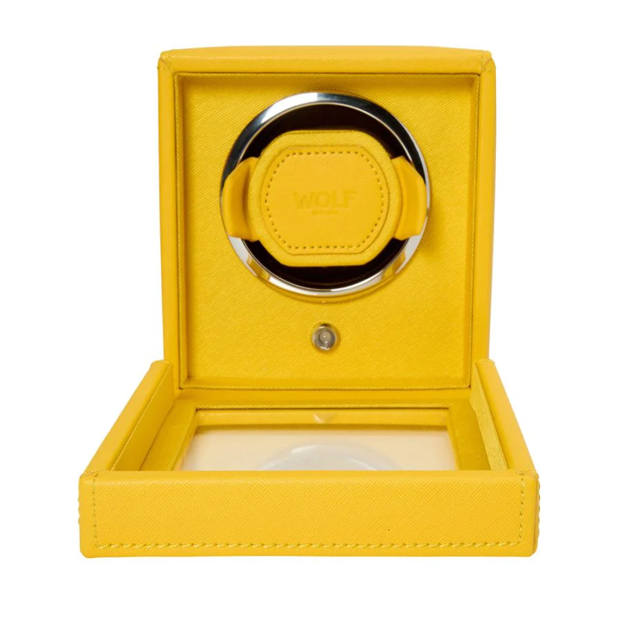 WOLF Cub Single Watch Winder with Cover in Tuttie Frutti Yellow - Image 3