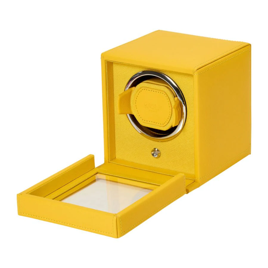 WOLF Cub Single Watch Winder with Cover in Tuttie Frutti Yellow - Image 4