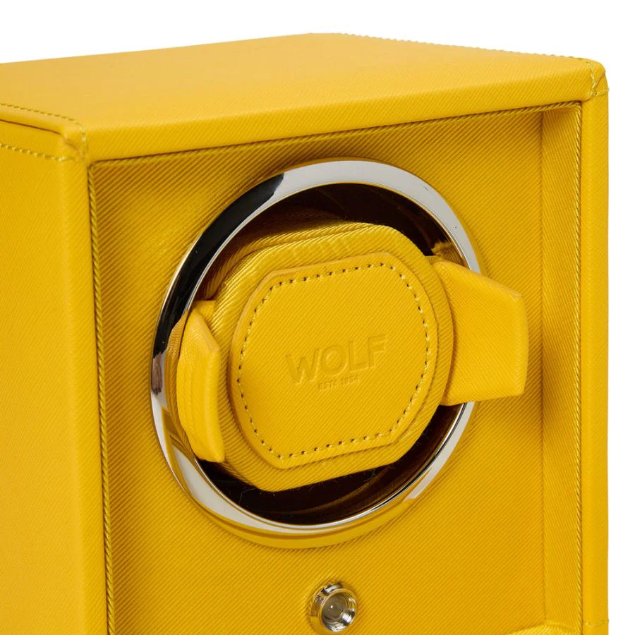 WOLF Cub Single Watch Winder with Cover in Tuttie Frutti Yellow - Image 5